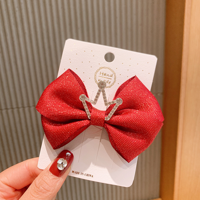 Children's Korean Cute Red Bow Crown Hair Clip display picture 9