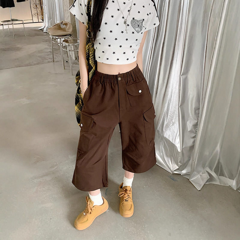 Japanese-Style Casual Cropped Pants for Women 2026 New Summer Pure Cotton Straight Narrow Wide-Leg Pants for Petite Women Workwear Mid-Length Pants