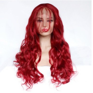 Fibra química de moda europea y americana frente encaje cubierta de cabello de rizos rojos fabricantes LW0128