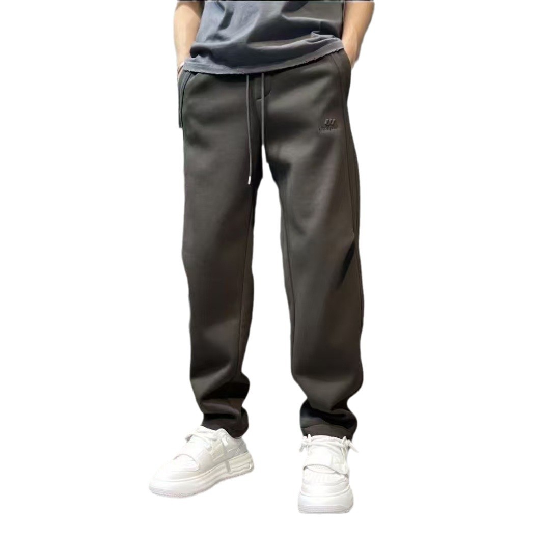 Men's Autumn/Winter Fleece Lined Loose Sweatpants Wide Leg Casual Long Pants Trendy Brand Letter Print mid Waist Sports Sweatpants_voghion.com