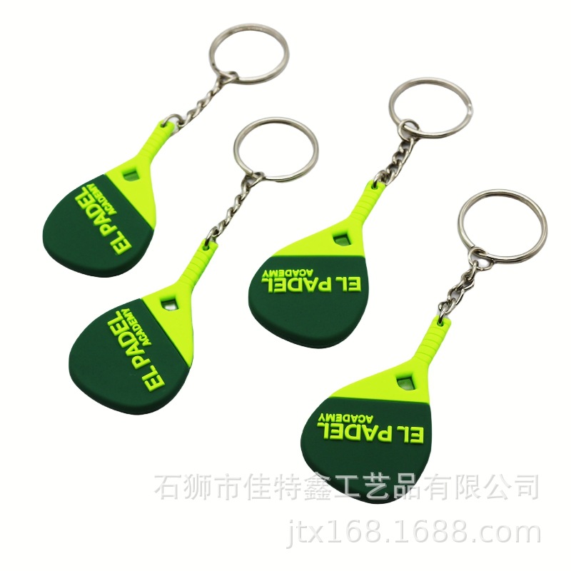 Factory Direct Sale Sports Series Pendant Creative Keychain Pvc Tennis Racket Rubber Keychain