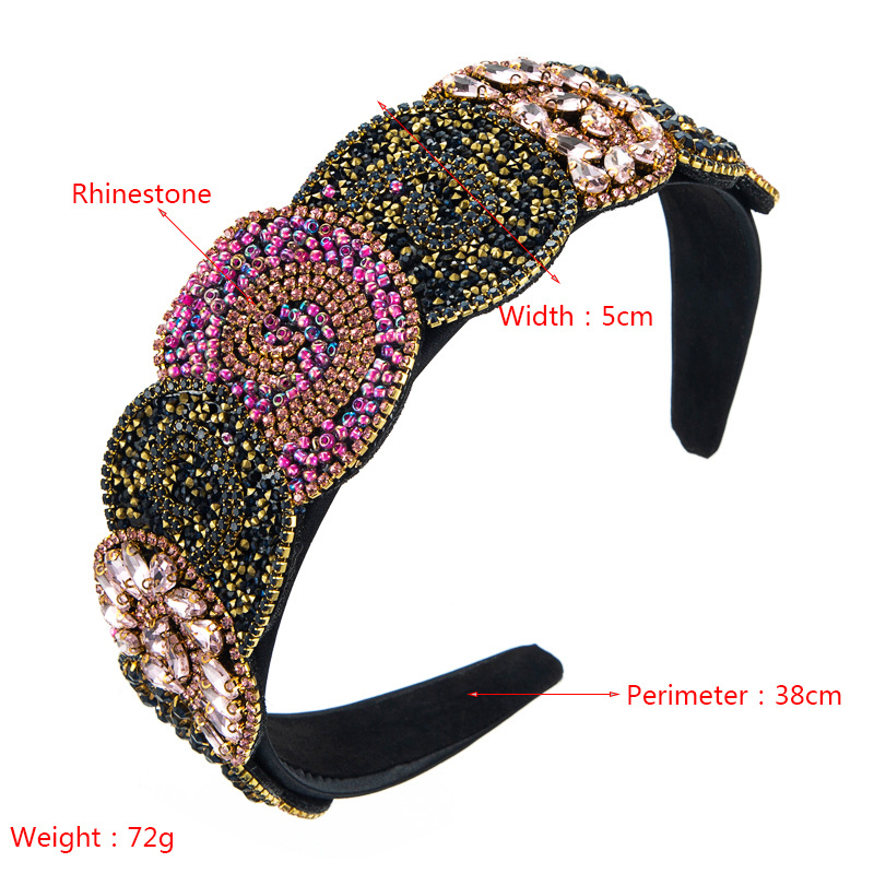 Fashion Trend Color Rhinestone Headband Women's Luxury Broad-sided Hair Accessories Wholesale display picture 15