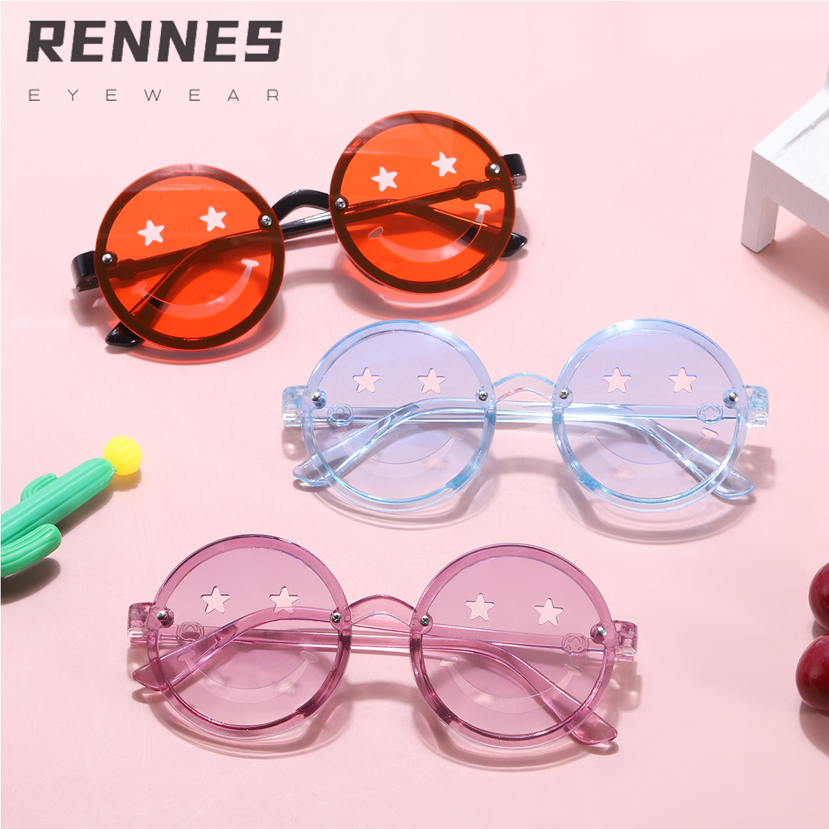 2022 nuevo juguete de los niños gafas de moda gafas de fiesta pasarela lindo viento sonriente niños gafas de sol 6688