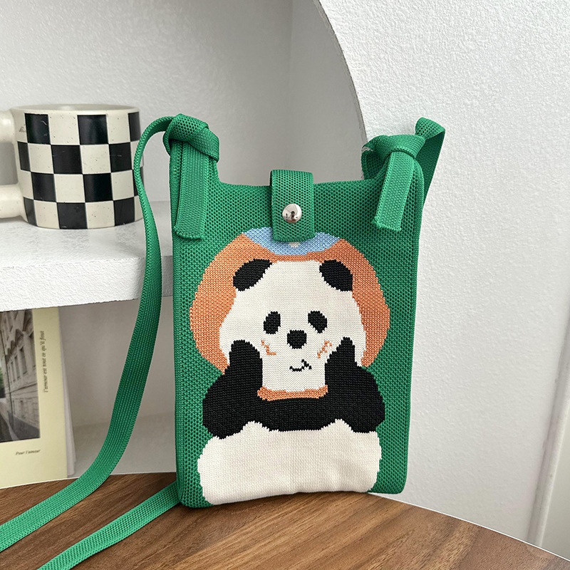 Linda bolsa de teléfono móvil de punto dulce, mensajero de un solo hombro, mini bolsa multiusos, textura, bolso de mano casual al por mayor