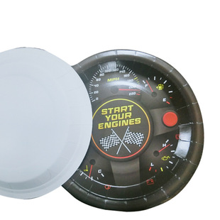 Anyou Manufacturer Racing Dashboard Rally Theme Party Paper Plate Food Grade Printing 9inch Can Be Customized for Samples