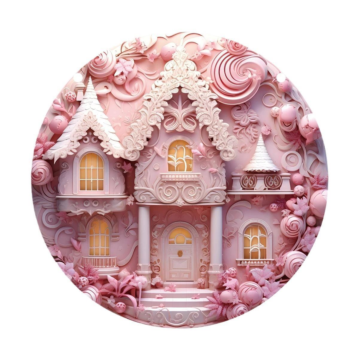 Navidad rosa transfronteriza castillo teñido ventana rosa decoración de pared habitación adorable decoración de serie rosa cálida