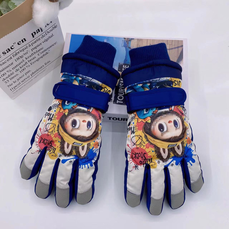 冬季儿童保暖手套卡通滑雪户外骑车手套防水防风防磨加绒加厚手套|undefined