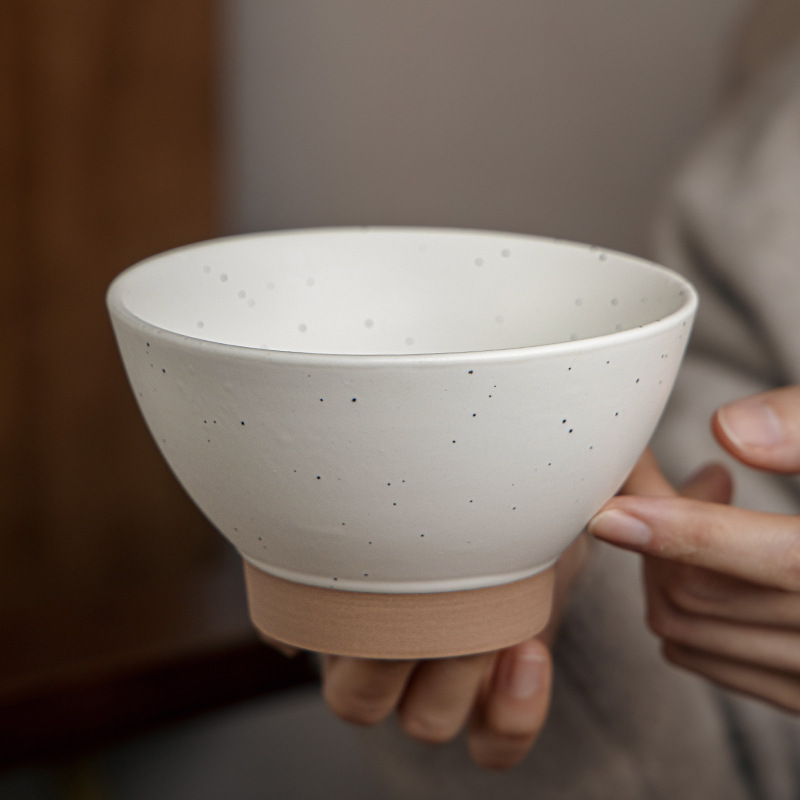 Tazón de salpicaduras de tinta Tazón de postre de sombrero de 5 pulgadas Tazón de arroz de cerámica anti-escaldado Tazón de avena retro Exportación transfronteriza