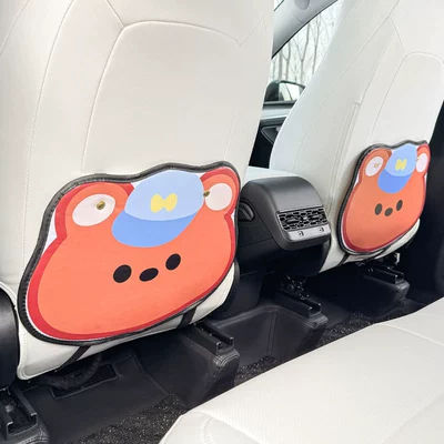 Hat Bear Cartoon Cute Car Seat Back Anti-kick Pad Simple and Comfortable Dirt-resistant Storage Bag Anti-kick Pad Anti-dirty Pad (Chair back anti-kick pad) - hat-bear-anti-kick-pad-2-pieces