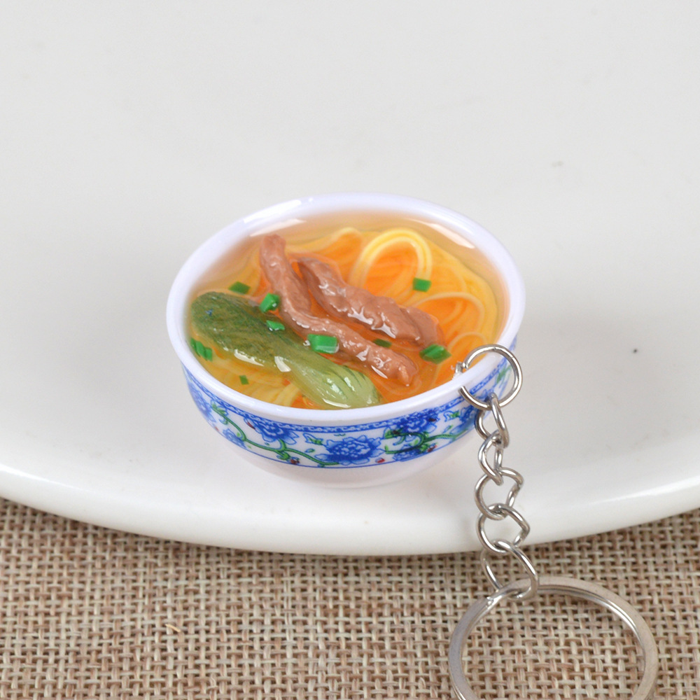 Mini cocina para niños comida y juego simulación pequeño tazón fideos llavero divertido simulación comida juguete regalo del estudiante