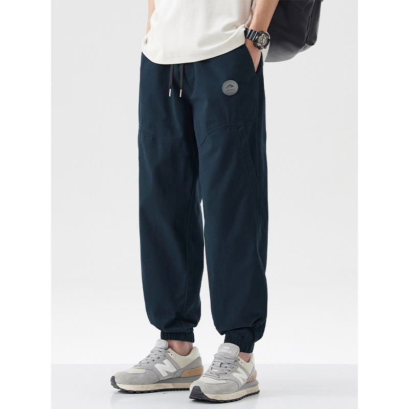 Mingge | pure cotton casual pants men's 2025 spring and summer new loose toe ankle-length pants trend Joker lace-up pants