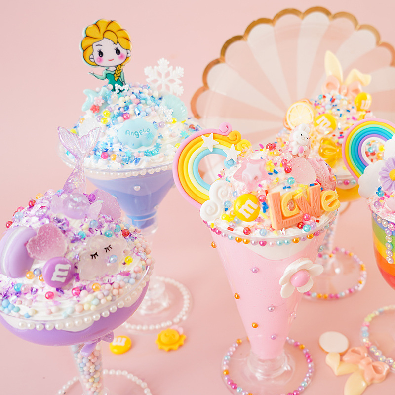 Children's Handmade DIY Cream Glue Ice Cream Cup Material Kit Simulated Food Play Ultra Lightweight Clay Educational Toy