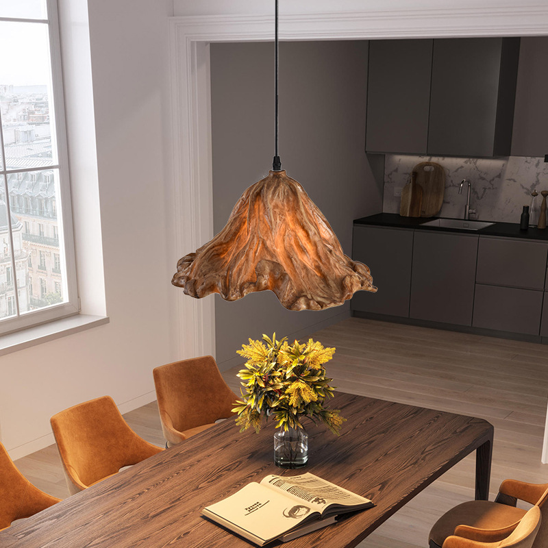 Lámpara de araña retro china Zen, arte creativo con personalidad, lámpara de hoja de loto para sala de té B&B, estilo wabi-sabi, lámpara de araña antigua para restaurante