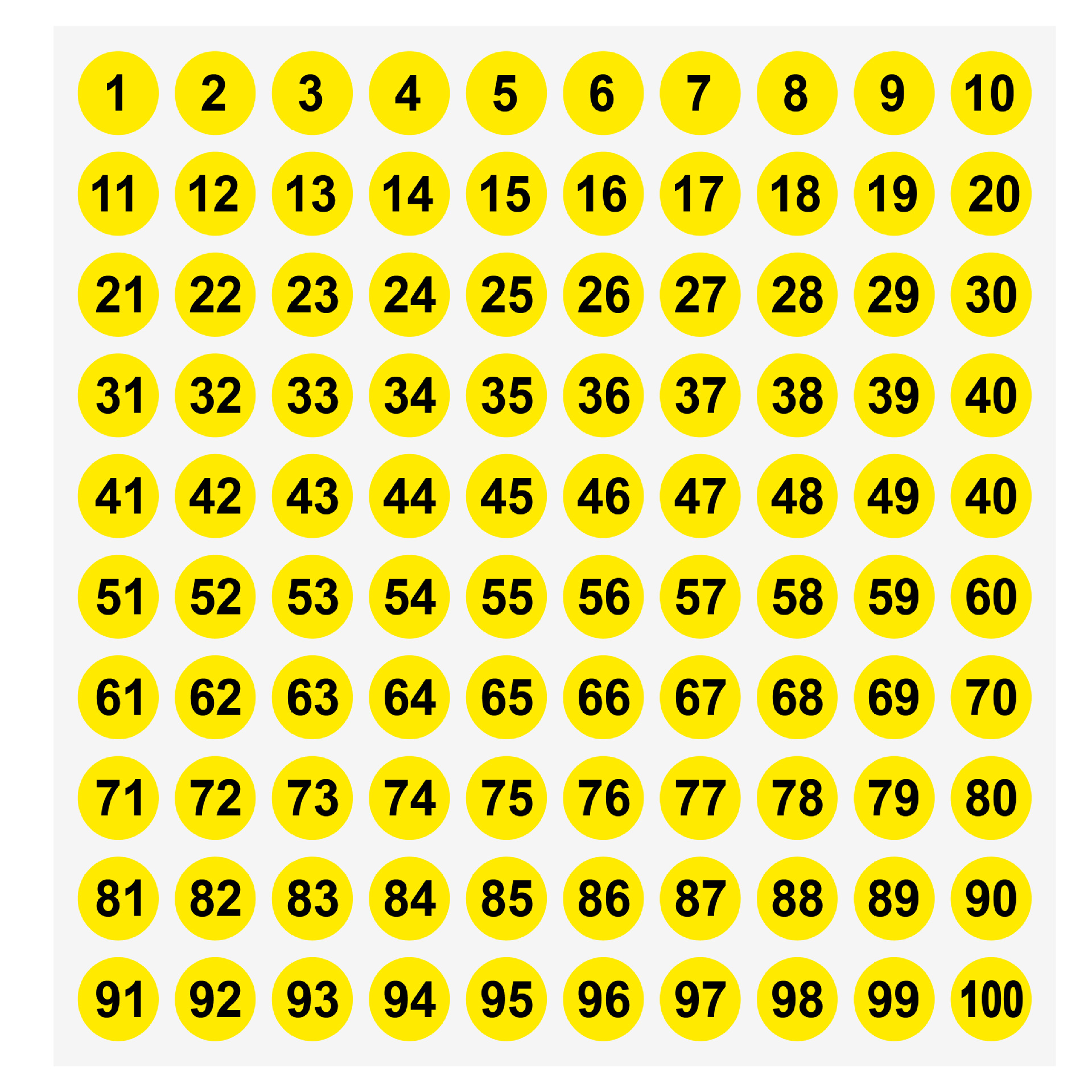 10mm yellow background black letter (100 order)