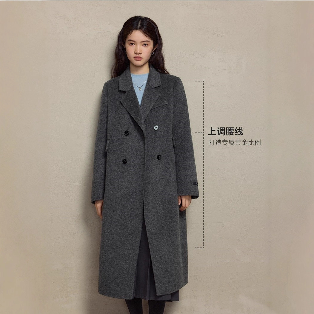 Casual Petite Right Shoulder Full Wool Double-Sided Woolen Outwear Women's 2025 Winter New Woolen Suit Collar Jacket