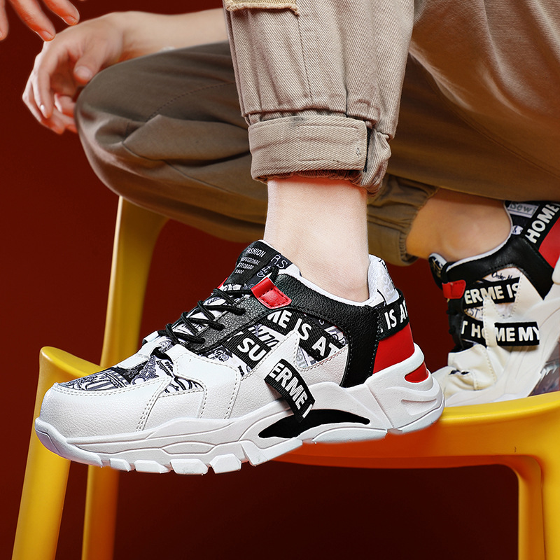 2021春季新款青年跑步鞋透气厚底增高休闲鞋晋江男鞋网布运动鞋男