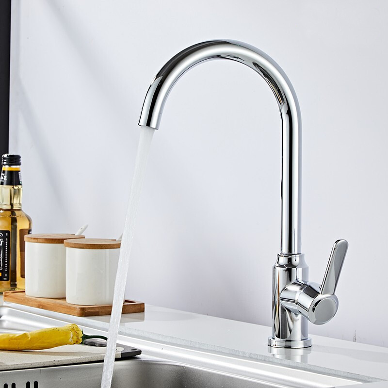 Manufacturer of Large Bend Kitchen Faucets, Hot and Cold 304 Stainless Steel Ball-Plated Sink Faucets, Plumbing Hardware