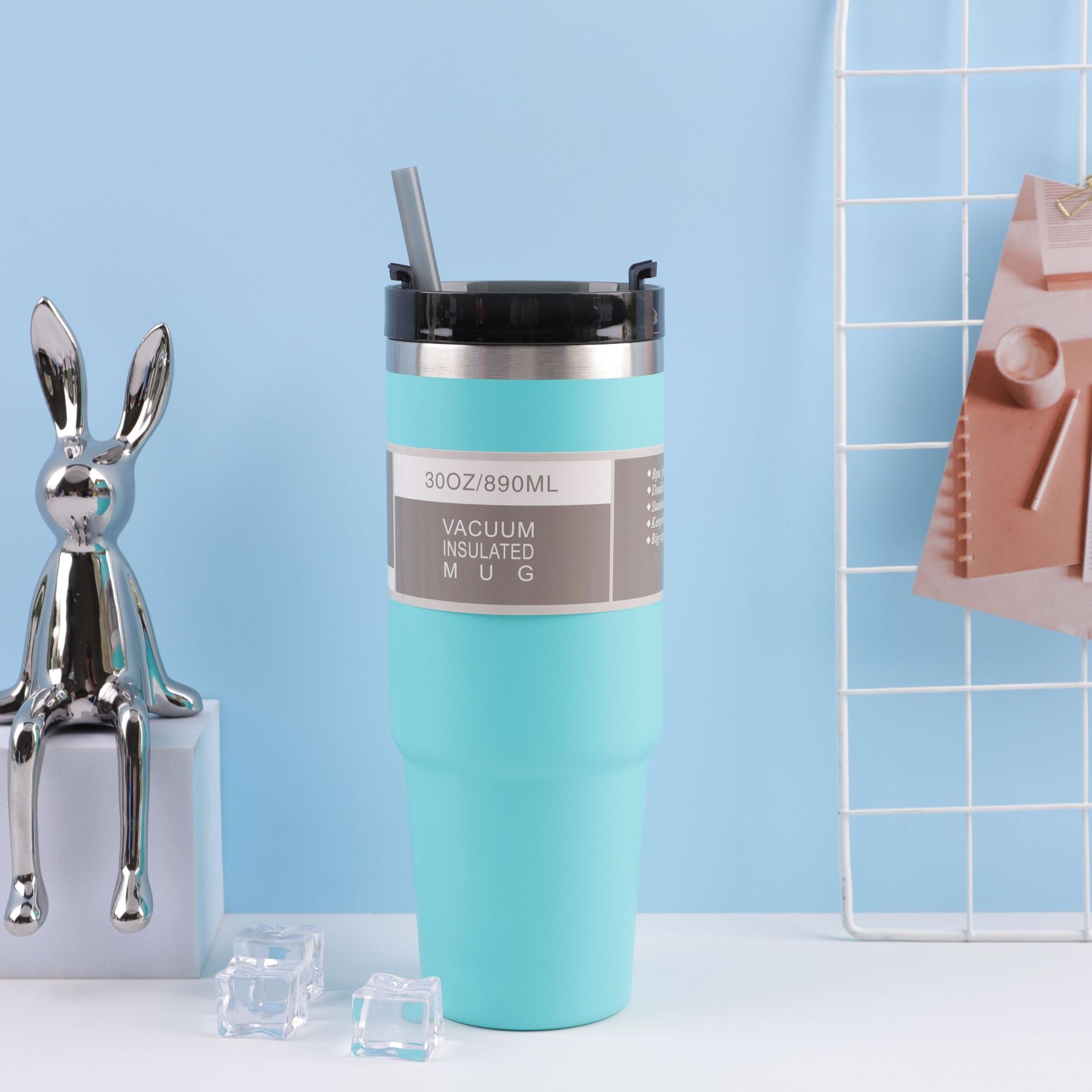 Transfronterizo nuevo 30 coche taza doble 304 taza de vacío de acero inoxidable frío-mantenimiento calentador de hielo taza portátil coche taza de café