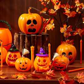 南瓜灯万圣节南瓜桶儿童手提发光南瓜灯笼幼儿园礼物节庆装扮道具