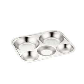 304不锈钢韩式圆形五格快餐盘分格盘食堂餐盘加厚学生饭盘