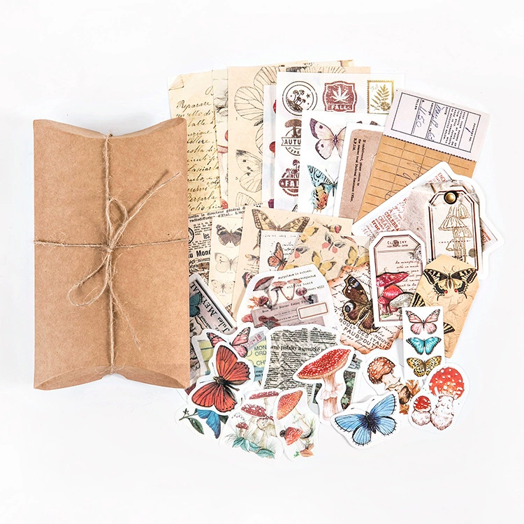 Cross -border Mo Mo Material Bags Retro Collection Room серия гриб-бабочка Ежемесячный DIY постер 30 листов