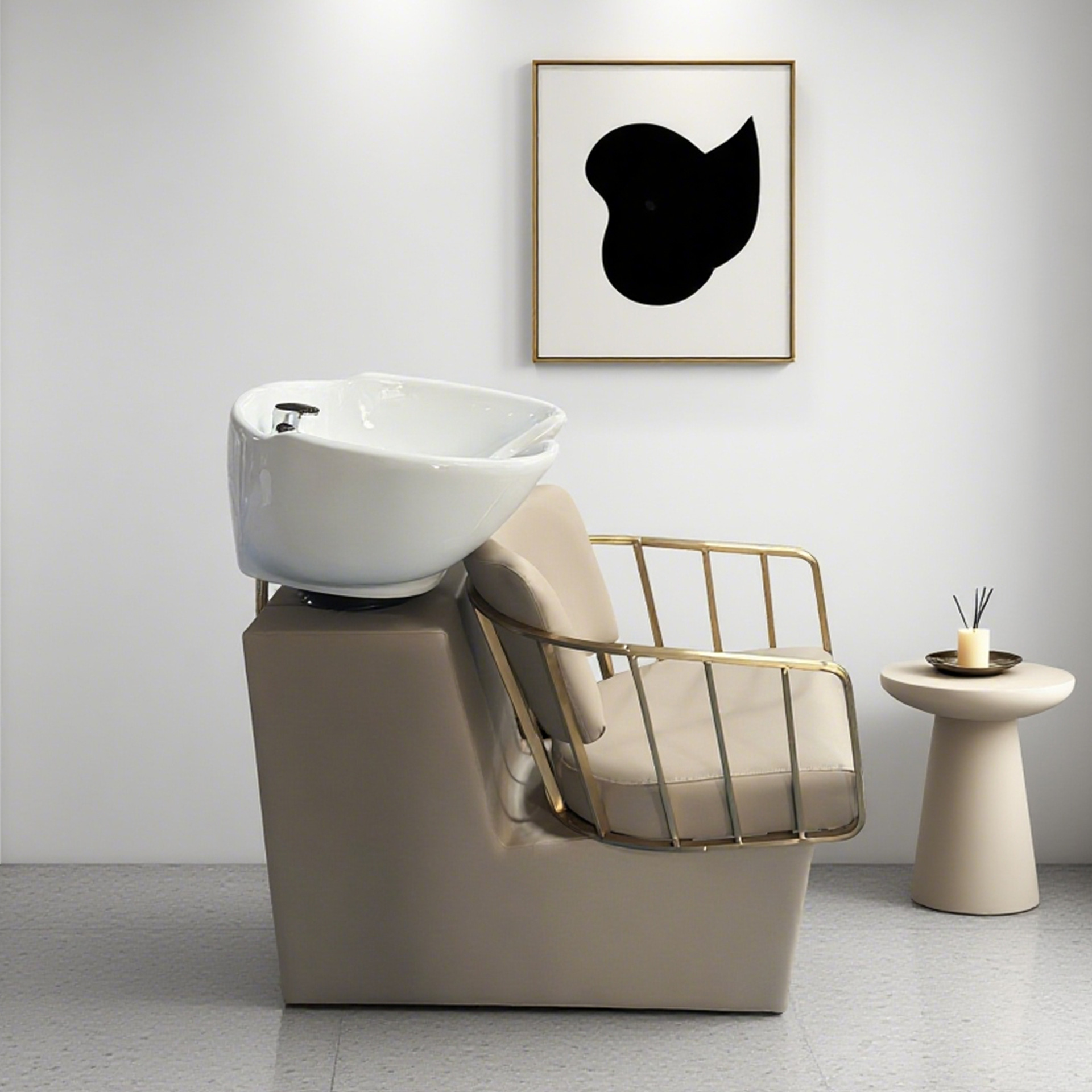 Salón de belleza japonés transfronterizo de alta calidad salón de belleza cama de lavado de cabello salón de belleza cama de lavado silla de cerámica cuenca