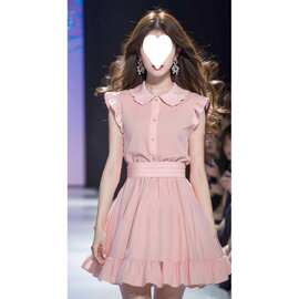 2024春季新款茶歇法式超好看高端精致粉色娃娃领小飞袖衬衫连衣裙