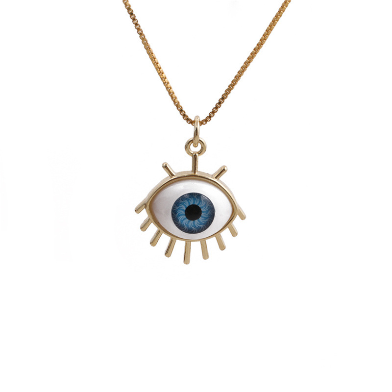 simple dripping evil eye pendant copper zircon necklace wholesale