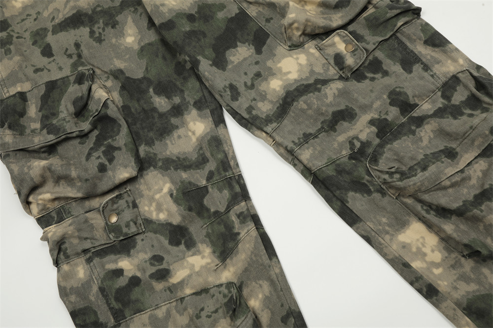 Mountain Outdoor Multi-pocket Workwear Tie-dye Camouflage Pants Men