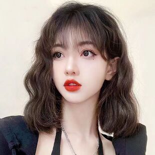 Wig women's short hair real hair full hair full top curly hair full head cover long hair natural age-reducing clavicle wig