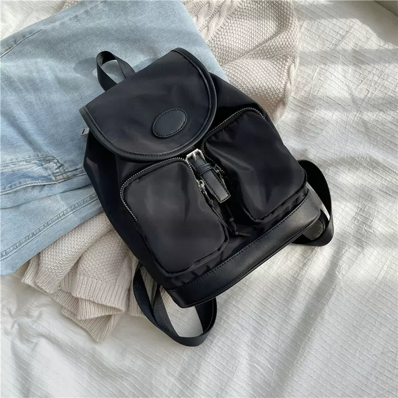 通勤书包休闲简约春款韩版单肩背包包女大容量轻便尼龙双肩包女