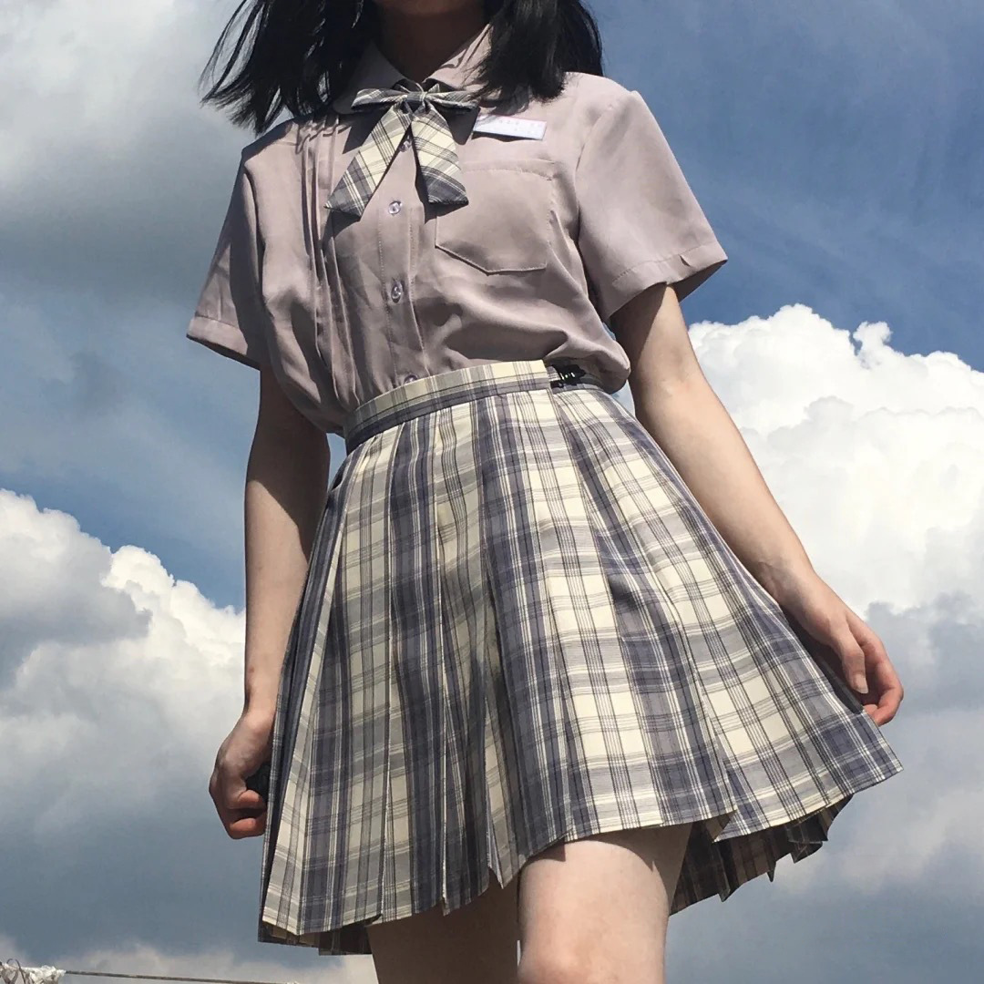 日系jk格子裙青少年春夏jk制服全套刺绣衬衫温柔一刀水手服百褶裙-阿里巴巴