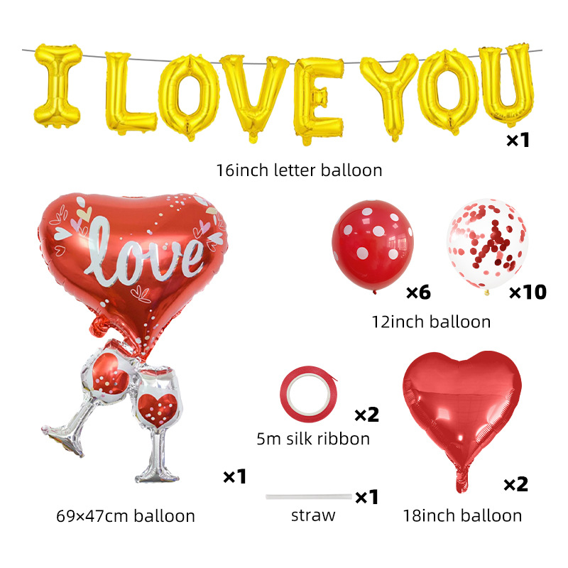 Valentine's Day Letter Heart Shape Aluminum Film Valentine's Day Balloons 1 Set display picture 2