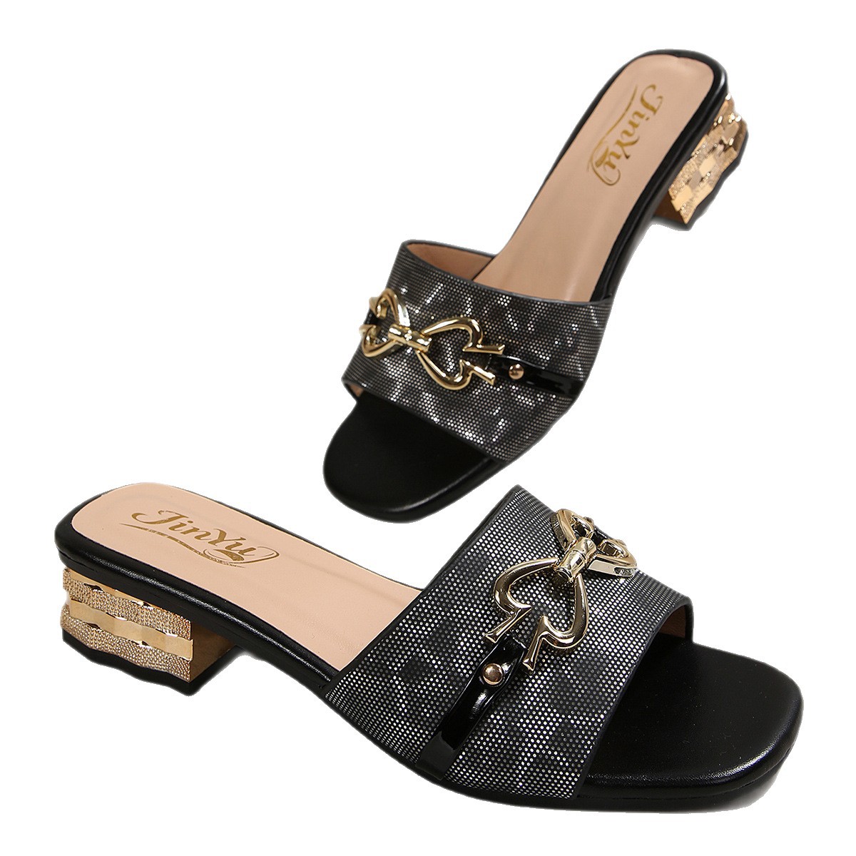 Sandalias de Tacón Alto con Puntera Cuadrada de Cuero Sintético con Tacón Grueso para Verano y Uso Diario image 5