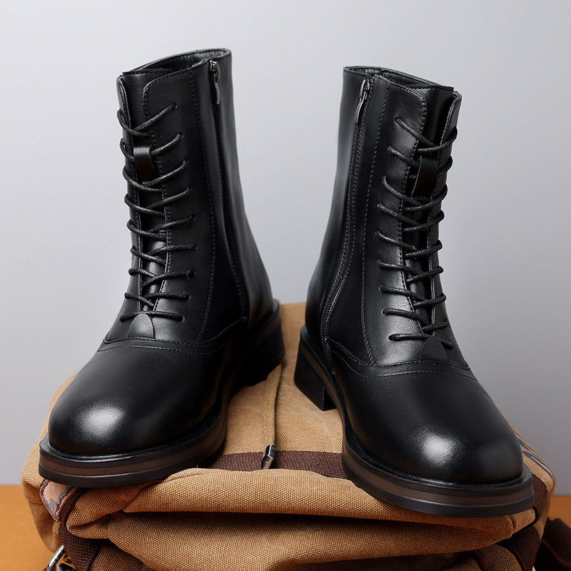 Giày bốt Martin nam cổ cao gót 3–5 cm, dây buộc phía trước, phong cách casual — Z7126 màu đen, z7126 màu nâu