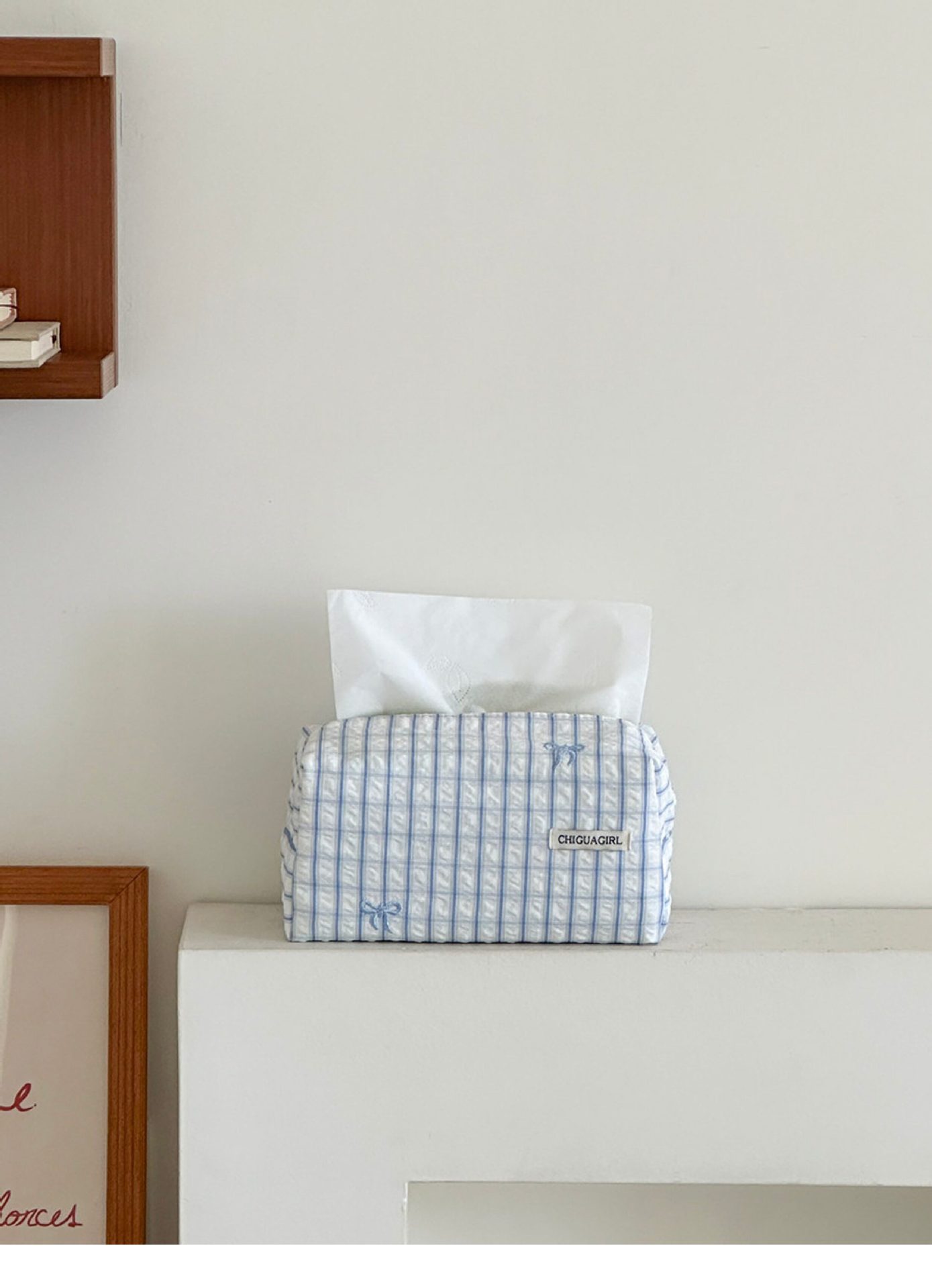 Nordic-style polka dot tissue box, fabric rectangular countertop home storage box, Korean-style ins tissue box decoration