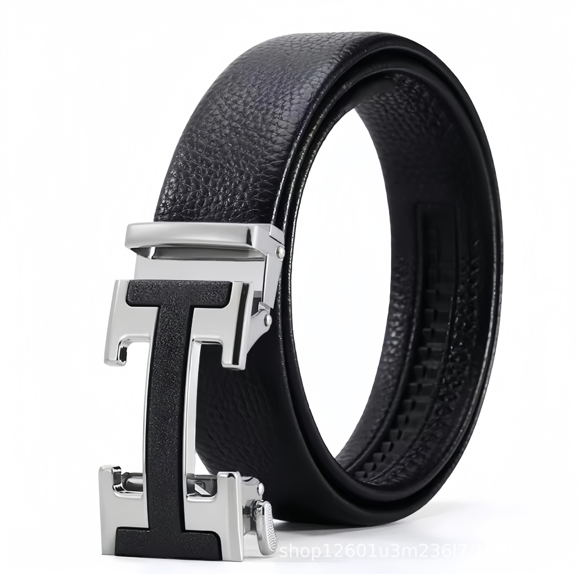 Top-grain Leather Men's Belt with H Buckle Genuine Cowhide Automatic Buckle Youth Simple Fashion Waistband