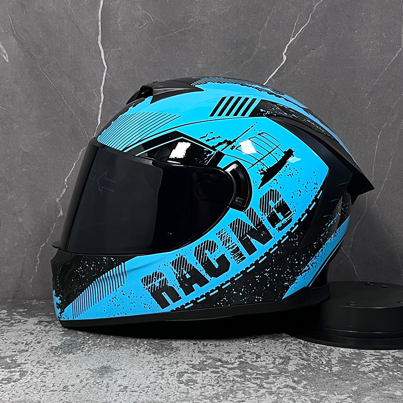 LVS casco de la motocicleta estándar nacional de los hombres y las mujeres del casco completo de doble lente de invierno motocicleta eléctrica Bluetooth cabeza Gris Cuatro Estaciones