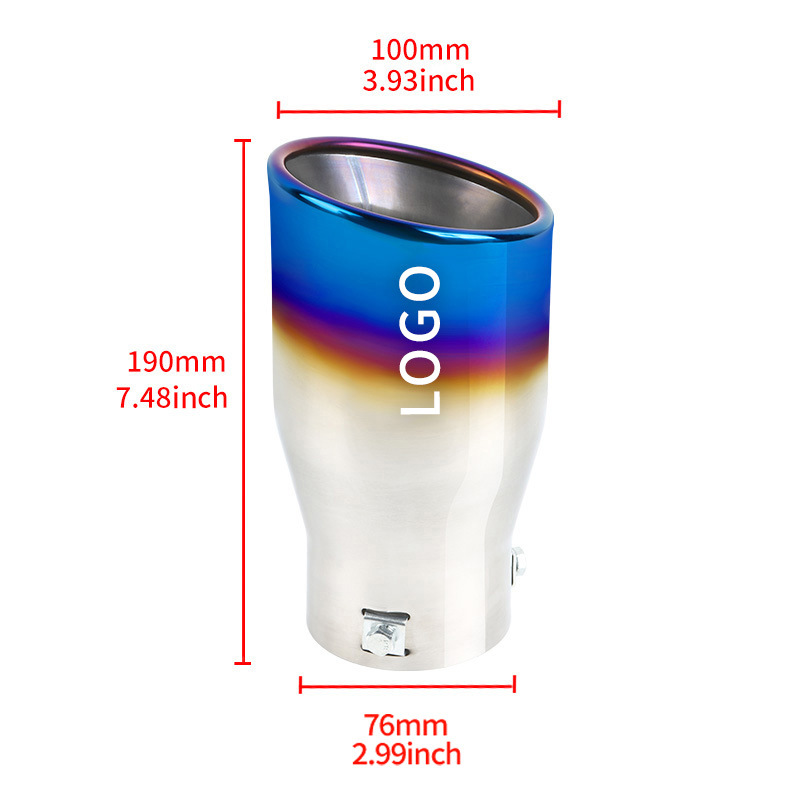 Factory direct supply modified single tail throat universal stainless steel exhaust pipe muffler car tail throat thickened grilled blue