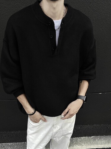 American cool Henry leading men's sweater 2024 new autumn and winter lazy feeling old money style knitted sweater line coat