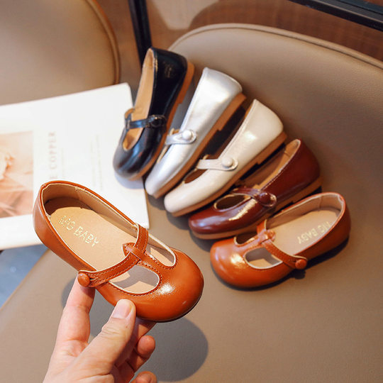 Autumn 2024 New Korean Style Girl's Soft-soled Leather Shoes Fashionable All-match Princess Shoes Children's College Style Single-layer Shoes Trendy