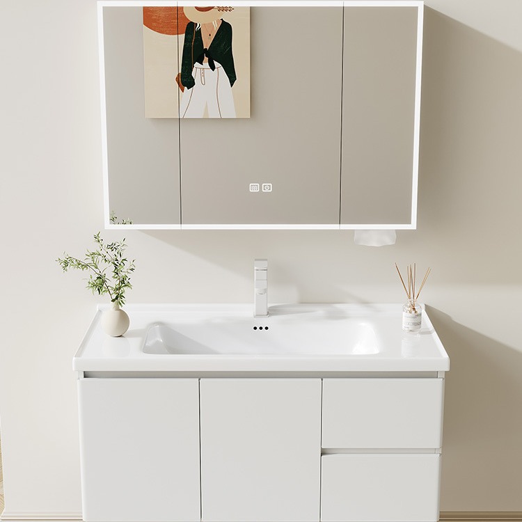 Simple moderna combinación de gabinete de baño de acero inoxidable de cerámica integrada Cuenca del baño tabla de lavado lavabo gabinete