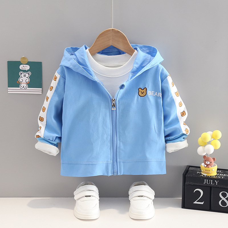 Chaqueta de otoño para niños 2024 nuevo niño primavera y otoño ropa de moda extranjera bebé chaqueta encapuchada moda