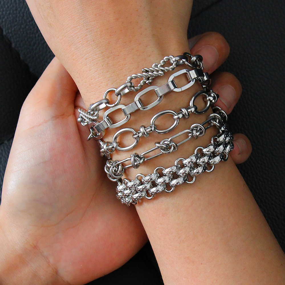 Simple Style Geometric Titanium Steel Plating Bracelets 1 Piece