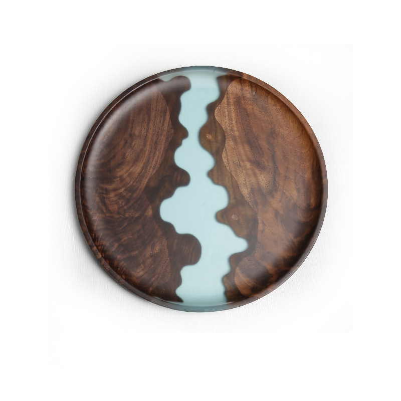 Nogal resina bandeja rectangular de madera maciza plato de fruta de resina luz moda de lujo simple regalo del hogar fábrica al por mayor