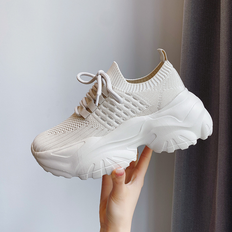 2023 Summer New Flying Woven Upper Breathable Heightened Torre Shoes ins Small Size 32-34 Casual Sneakers