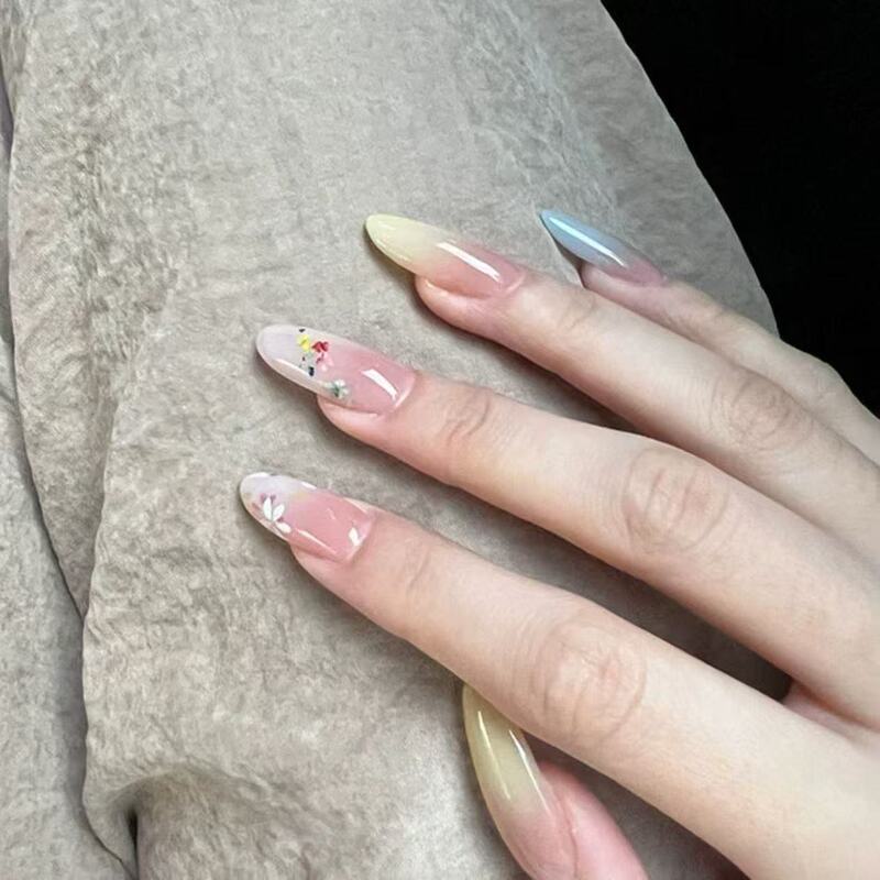 Sweet Spring New Style French Small Floral Handmade Manicure Wearable High-End Whitening Gentle Oil Painting Elegant Monet