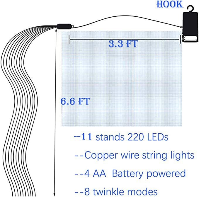 Cadena de luz solar árbol de ratán Luz de alambre de cobre Cadena de luz al aire libre impermeable cascada Navidad caballo cola luz spray luz LED luz de color