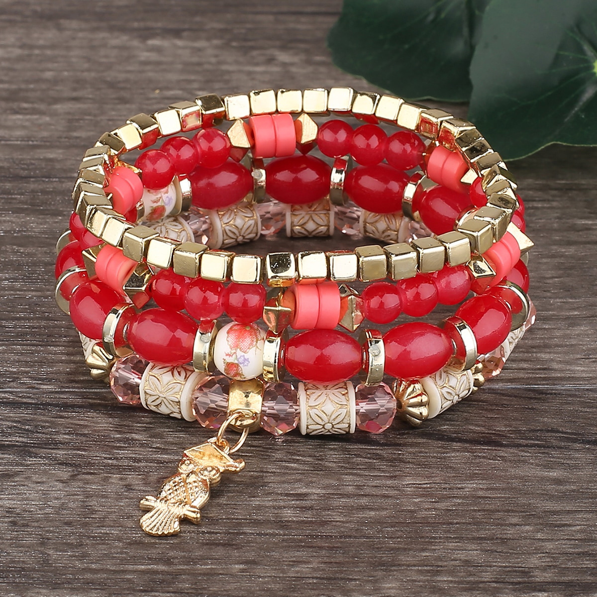 Vintage Style Printing Color Block Arylic Alloy Glass Wholesale Bracelets display picture 1