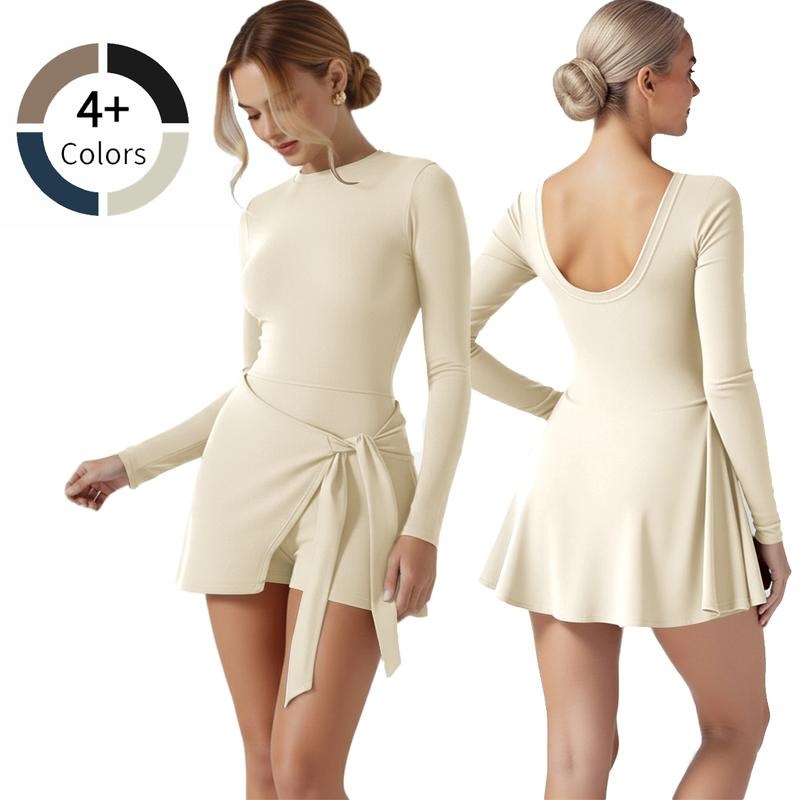 A 87918 Long Sleeve Tennis Dress Tennis Skirt Set